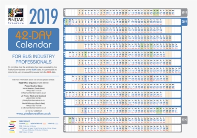 Download The 2019 42-day Calendar - 70 Day Calendar, HD Png Download, Transparent PNG