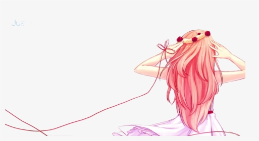 Hair,pink,hairstyle,long Coloring,illustration - Anime Girl Red String, HD Png Download, Transparent PNG