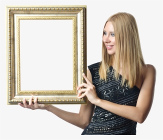 Woman Holding Frame - Woman Holding A Picture Frame, HD Png Download, Transparent PNG