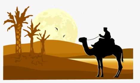 Transparent Camel Clipart - Camel In Desert Silhouette, HD Png Download, Transparent PNG