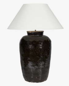 Black Ceramic Oversized Table Lamp With Cone Shade - Lampshade, HD Png Download, Transparent PNG