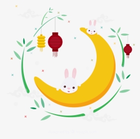 M#autumn Festival Moon Rabbit Illustration - Mid Autumn Festival Illustration, HD Png Download, Transparent PNG