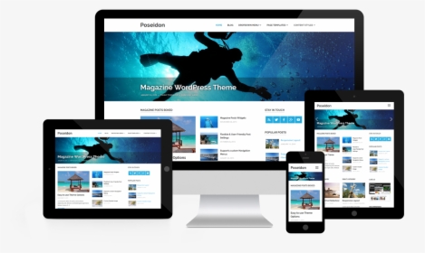Poseidon Responsive Layout - Wordpress Theme, HD Png Download, Transparent PNG
