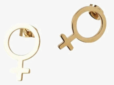 Gold Venus Symbol Stud Earrings - Circle, HD Png Download, Transparent PNG