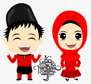 Muslim Katoon Pinterest Eid - Selamat Hari Raya Cartoon, HD Png Download, Transparent PNG