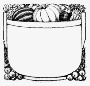 Food And Vegetables Png Black And White - Fruit Frame Clipart Black And White, Transparent Png, Transparent PNG