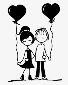 Romantic Wall Stickers For Bedroom , Png Download - Love Cartoon Couple Black And White, Transparent Png, Transparent PNG