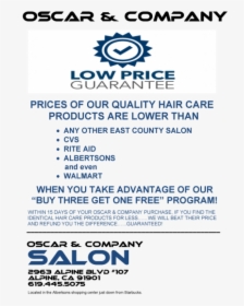 Oscar & Company Salon Low Price Guarantee Alpine Ca - Kolam, HD Png Download, Transparent PNG