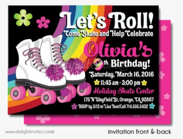 Roller Skate Party Invite Png - Roller Skating Free Birthday Invitation, Transparent Png, Transparent PNG