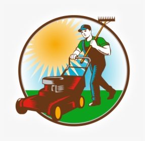 Art S And Son S Lawn Service - Man Pushing A Lawnmower, HD Png Download, Transparent PNG