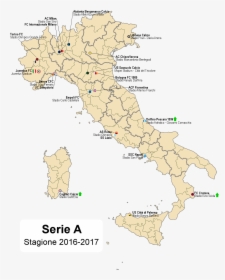 Serie A 2016-17 - Italy Map By North East, HD Png Download, Transparent PNG