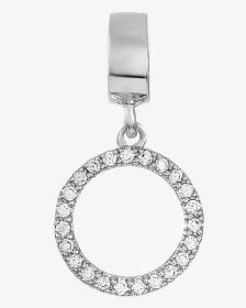 Silver Open Circle Charm With A Circular Row Of Clear - Guitar Rosette Design, HD Png Download, Transparent PNG