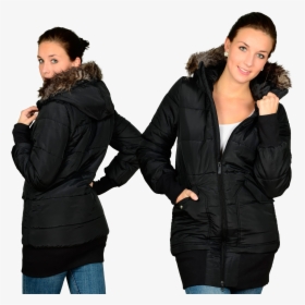 Black Winter Jacket For Women Png Free Download - Women Winter Png, Transparent Png, Transparent PNG