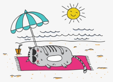 Lazy Sleeps Illustration Cat Png Image High Quality - Fat Cat On The Beach, Transparent Png, Transparent PNG