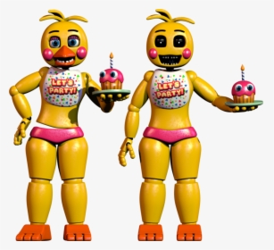 Toy Chica With And Without Beak - Fnaf 2 Toy Chica Full Body, HD Png Download, Transparent PNG