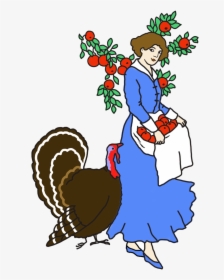 Woman With Apples And Turkey - Cartoon, HD Png Download, Transparent PNG