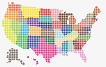 Free Clipart Of A Colorful American Map - United States Map Dots, HD Png Download, Transparent PNG