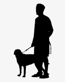 Dog Walking Silhouette Man With Transparent Background - Transparent Background Dog Silhouette, HD Png Download, Transparent PNG