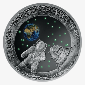 20 Euro Silver Coin Moon Landing 2019 Night View - 50 Jahre Mondlandung Münze, HD Png Download, Transparent PNG