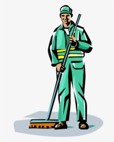 Vector Illustration Of School Janitor Custodian With, HD Png Download, Transparent PNG
