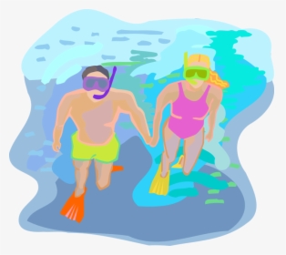 Vector Illustration Of Snorkeling Couple Snorkel With, HD Png Download, Transparent PNG