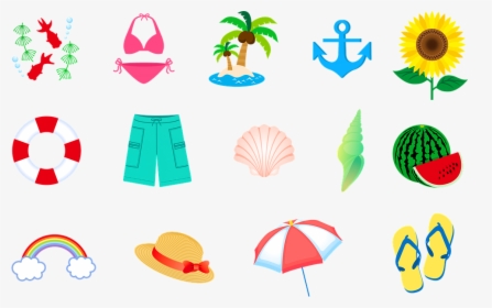 Summer Swimsuit, Hat, Island, Rainbow, Seashell, HD Png Download, Transparent PNG