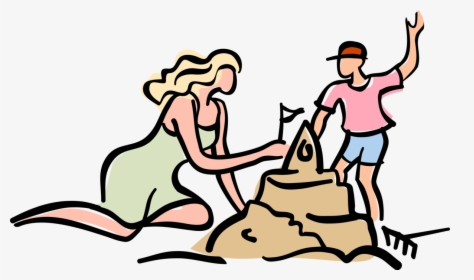 Vector Illustration Of Mother And Child Construct Sand, HD Png Download, Transparent PNG