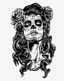 Mexican Skull La Calavera Catrina Dead Paper Clipart - Drawing Day Of The Dead, HD Png Download, Transparent PNG