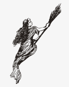 Witch On Broom Illustration, HD Png Download, Transparent PNG