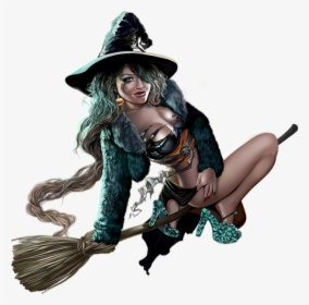 Witch Broom, Illustration Girl, Girl Illustrations, - Wonderwoman Witch, HD Png Download, Transparent PNG