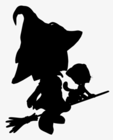 #silhouette #witch #broom #flyingwitch #cat #editedbyme - Illustration, HD Png Download, Transparent PNG