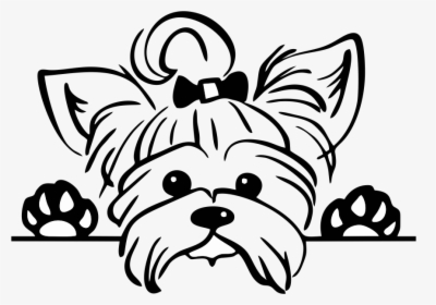 Peeking Dog Decal - Yorkie Clipart Black And White, HD Png Download, Transparent PNG