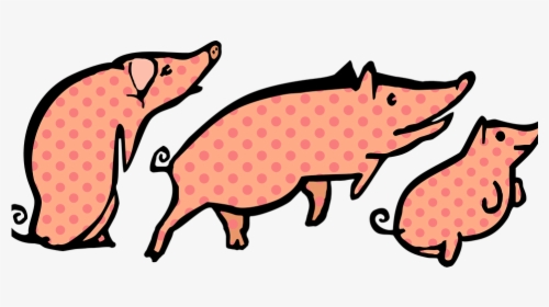 Pigs, Polka Dots, Animals, Swine, Domestic, Farming - The Three Little Pigs, HD Png Download, Transparent PNG