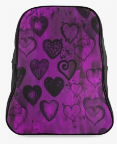 Grunge Purple Hearts School Backpack/large - Skull, HD Png Download, Transparent PNG