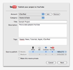 How To Publish An Imovie Project To Youtube - Imovie Export, HD Png Download, Transparent PNG