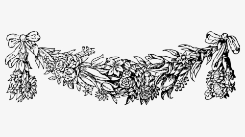 Art,monochrome Photography,monochrome - Christmas Garland Black And White, HD Png Download, Transparent PNG