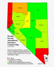 Nevada Map Of Second Amendment Sanctuary Counties - Second Amendment Sanctuary Nevada, HD Png Download, Transparent PNG