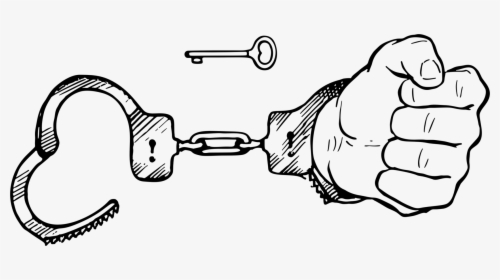 Line Art,coloring Book,blackandwhite - Handcuffs With Keys Drawing, HD Png Download, Transparent PNG