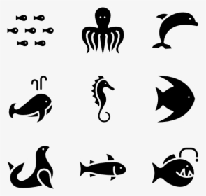 Computer Icons Marine Life Animal Clip Art - Sea Life Silhouette Png, Transparent Png, Transparent PNG