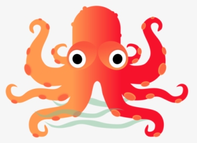 Cephalopod,orange,line - การ์ตูน หมึก, HD Png Download, Transparent PNG