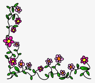 Flowers, Doodle, Whimsical, Cartoon, Border, Frame - Flower Frame Cartoon Png, Transparent Png, Transparent PNG