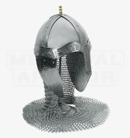 Medieval Norman Helm With Aventail - Medieval Helmet With Chainmail, HD Png Download, Transparent PNG