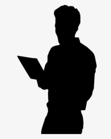Man Holding Tablet Silhouette, HD Png Download, Transparent PNG
