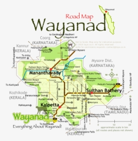 Wayanad District Road Map For The Main Tourist Circuits - Wayanad Tourist Places Map, HD Png Download, Transparent PNG