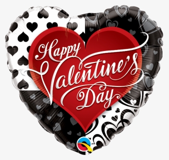 Valentine S Black And Red Hearts - Happy Valentines Day Balloon Foil, HD Png Download, Transparent PNG