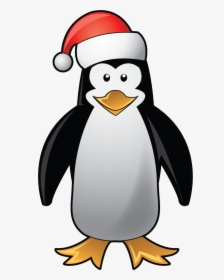 Clip Art Christmas Penguin Free Clipart - Penguin With Santa Hat Drawing, HD Png Download, Transparent PNG