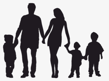 Extended Family Child Marriage Divorce - Family Of 5 Silhouette, HD Png Download, Transparent PNG