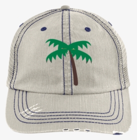 Palm Tree Emoji 6990 Distressed Unstructured Trucker - Baseball Cap, HD Png Download, Transparent PNG
