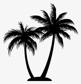 Palm Tree Logo On Black And White - Coconut Tree Silhouette Png, Transparent Png, Transparent PNG