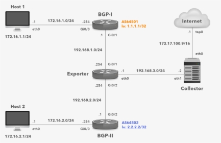 Network Topology With Cisco Ios Flexible Netflow Exporter - Juniper Vsrx 1, HD Png Download, Transparent PNG